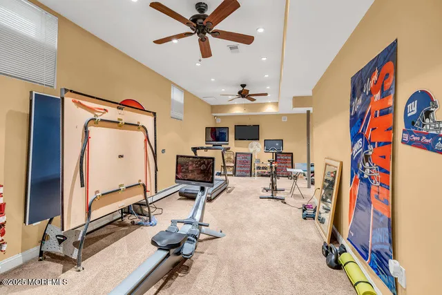 a view of a backyard with swimming pool