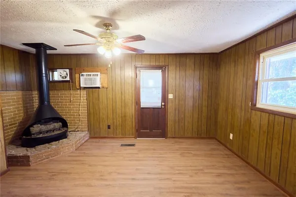 a view of a livingroom with a hardwood floor