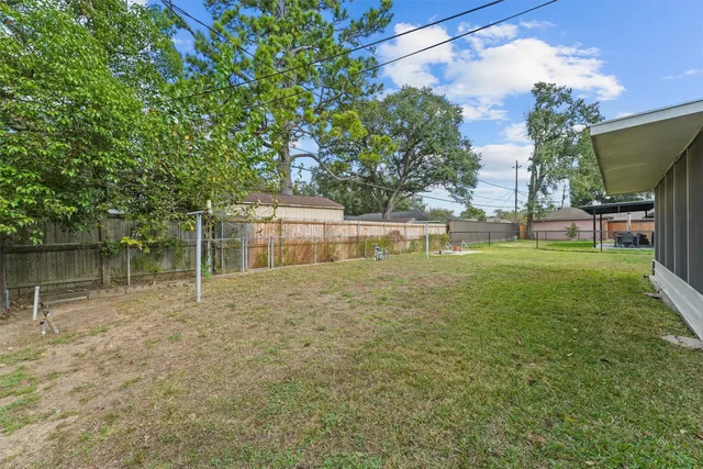 a view of a garden with a slide