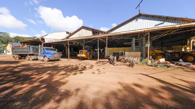 a view of a street with a patio