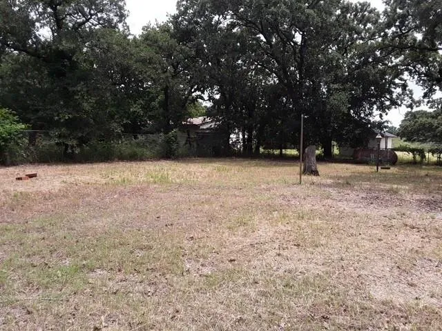 a backyard of a house with lots of trees