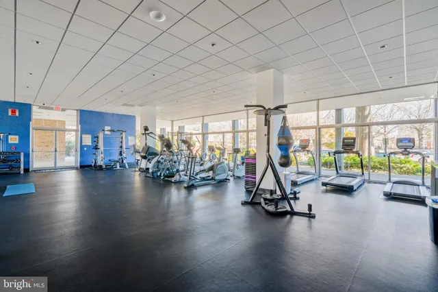 a view of a room with gym equipment