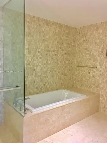 a bathroom with a bathtub