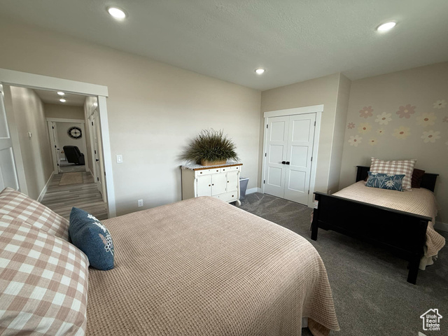 1240 West 2360 North Helper, UT 84526 - Photo 67 of 79 Bedroom featuring dark carpet and recessed lighting