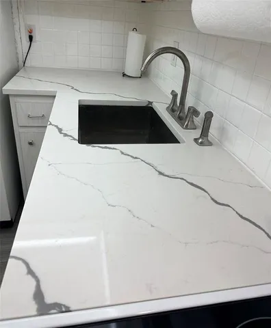 a close view of a sink in a bathroom