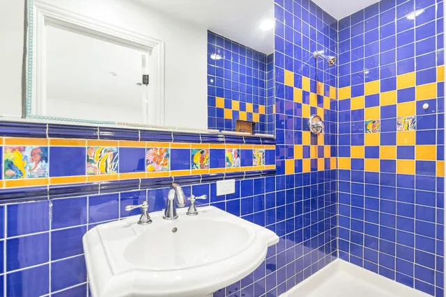 a view of a room that has a window in it