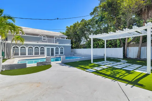 a view of a backyard with a garden