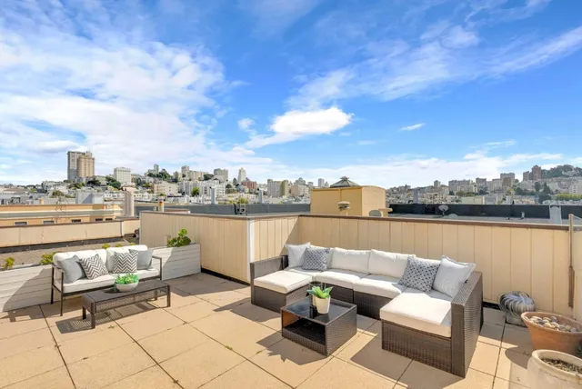 a terrace view with sitting space