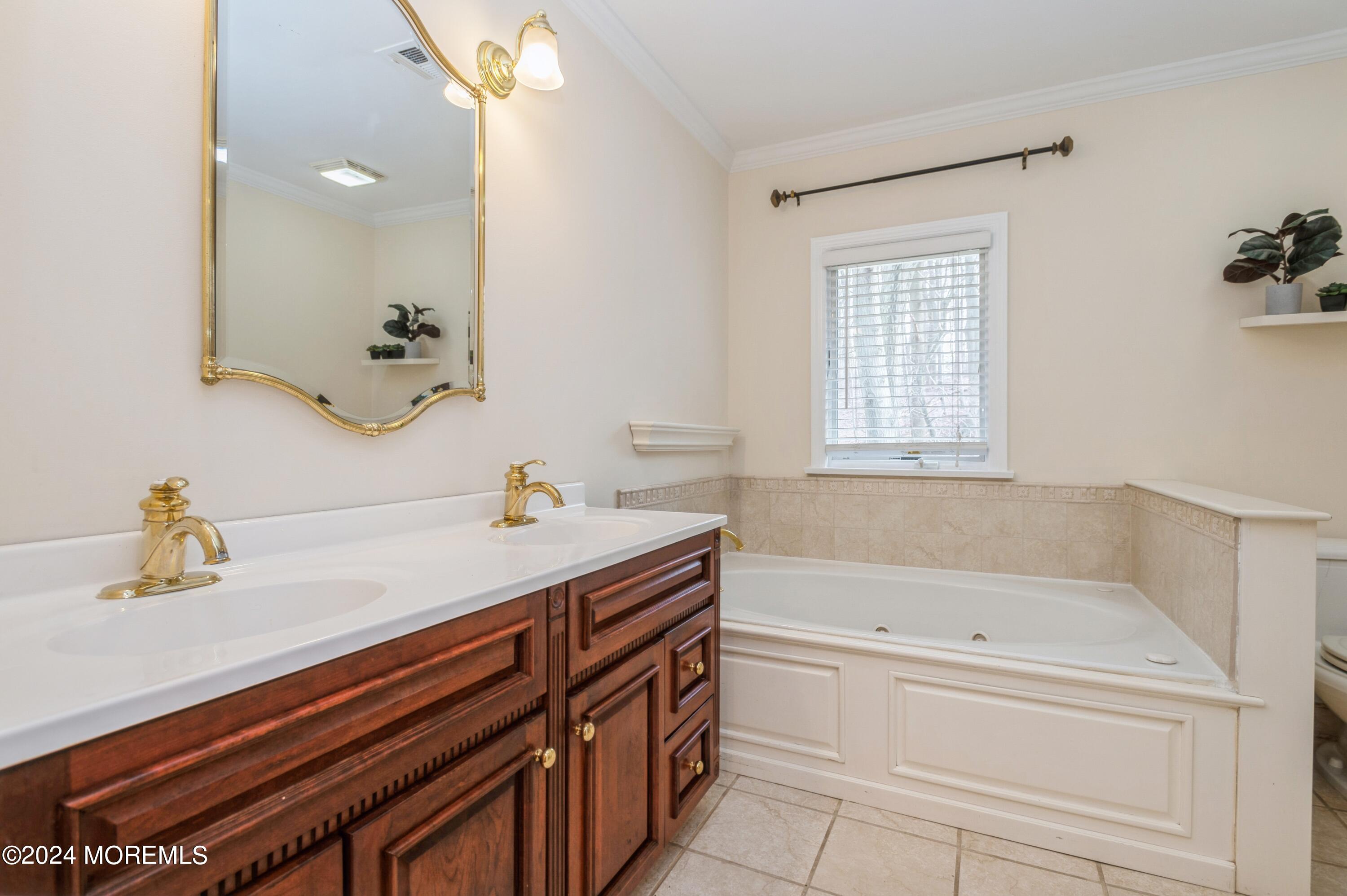 26 Van Brackle Road Holmdel, NJ 07733 - Photo 23 of 36 a bathroom with a sink a bathtub and a mirror