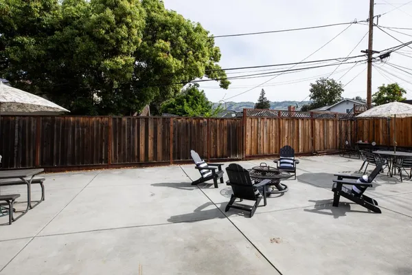 a view of outdoor space with seating