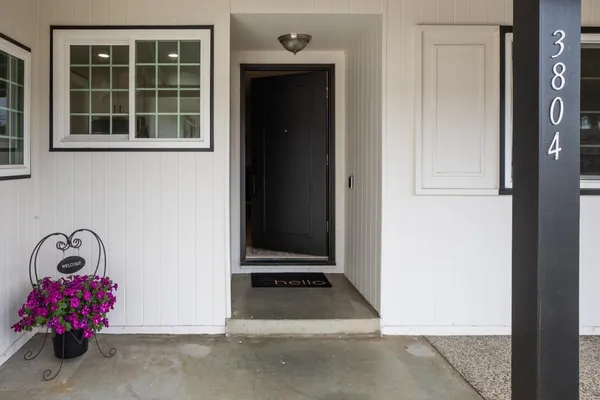 a front view of a house with entryway