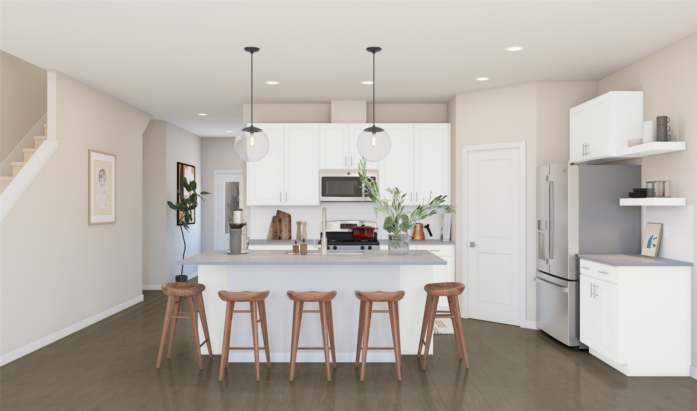 7914 Jasper Mdws Way Angleton, TX 77515 - Photo 5 of 26 a kitchen with stainless steel appliances granite countertop a table chairs and a refrigerator