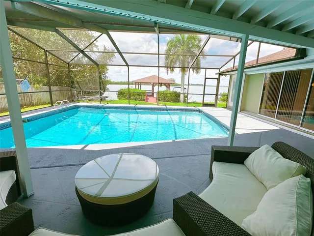 a living room with a couch and a table