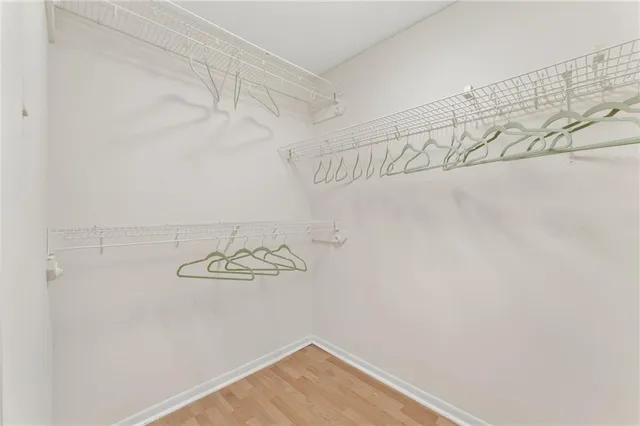 a view of a room with racks on the wall