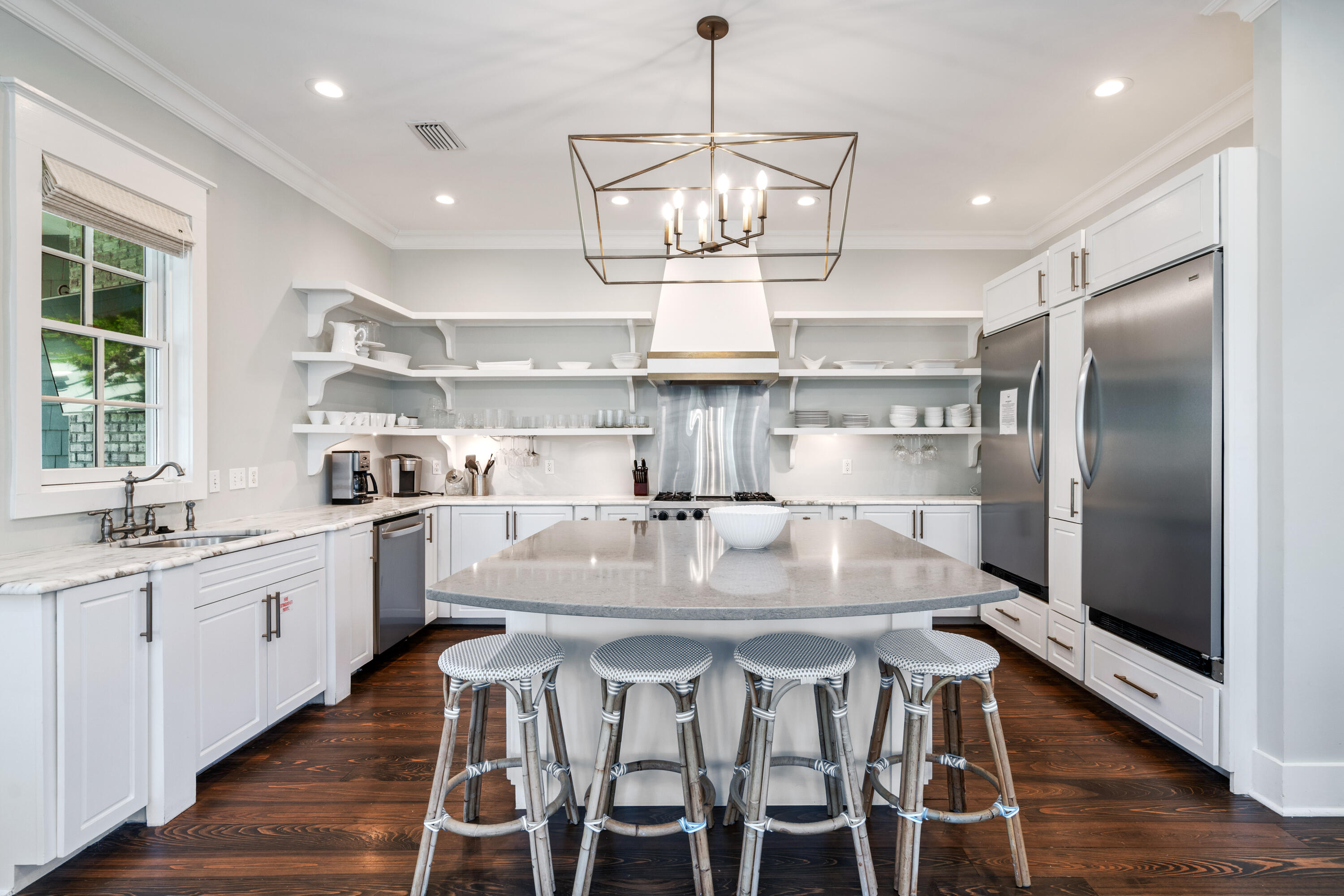 148 Coopersmith Lane Inlet Beach, FL 32461 - Photo 38 of 82 a kitchen with stainless steel appliances granite countertop a kitchen island hardwood floor and a sink