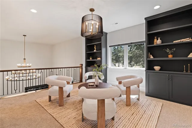 a view of a chairs in a room