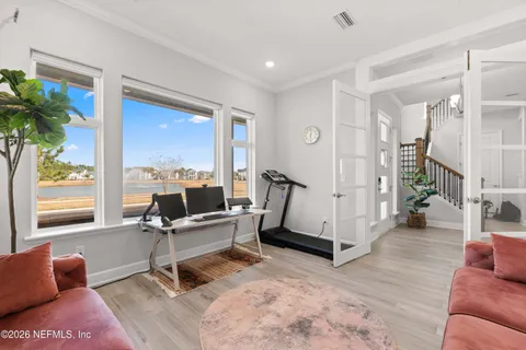 a living room with furniture and a couch