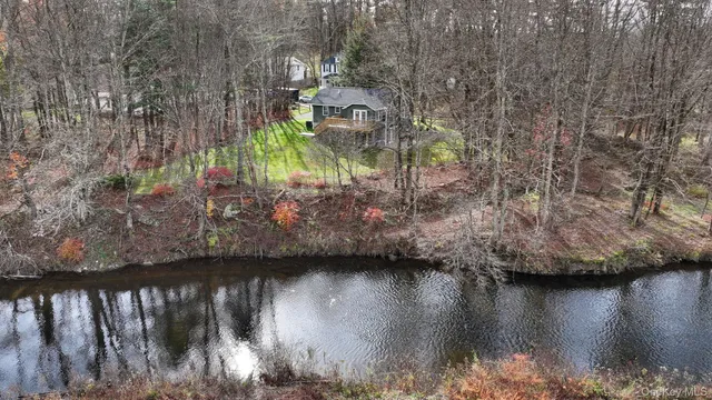 a view of a lake from a yard