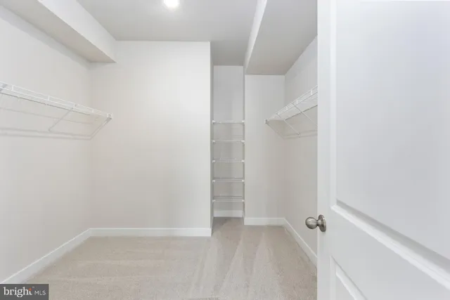 a view of an empty walk in closet