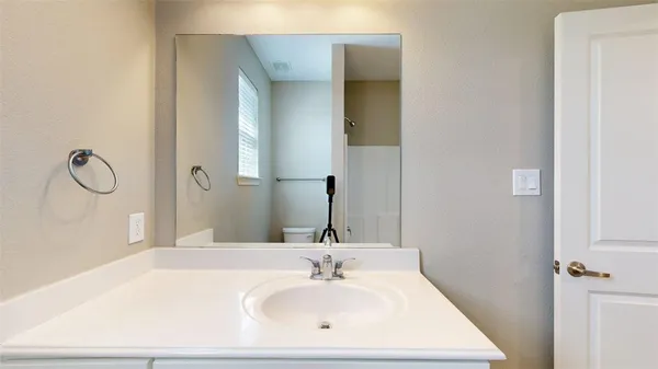 a bathroom with a bathtub