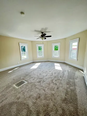 a view of a livingroom with a window