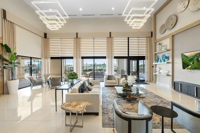 a view of an entryway with floor to ceiling window