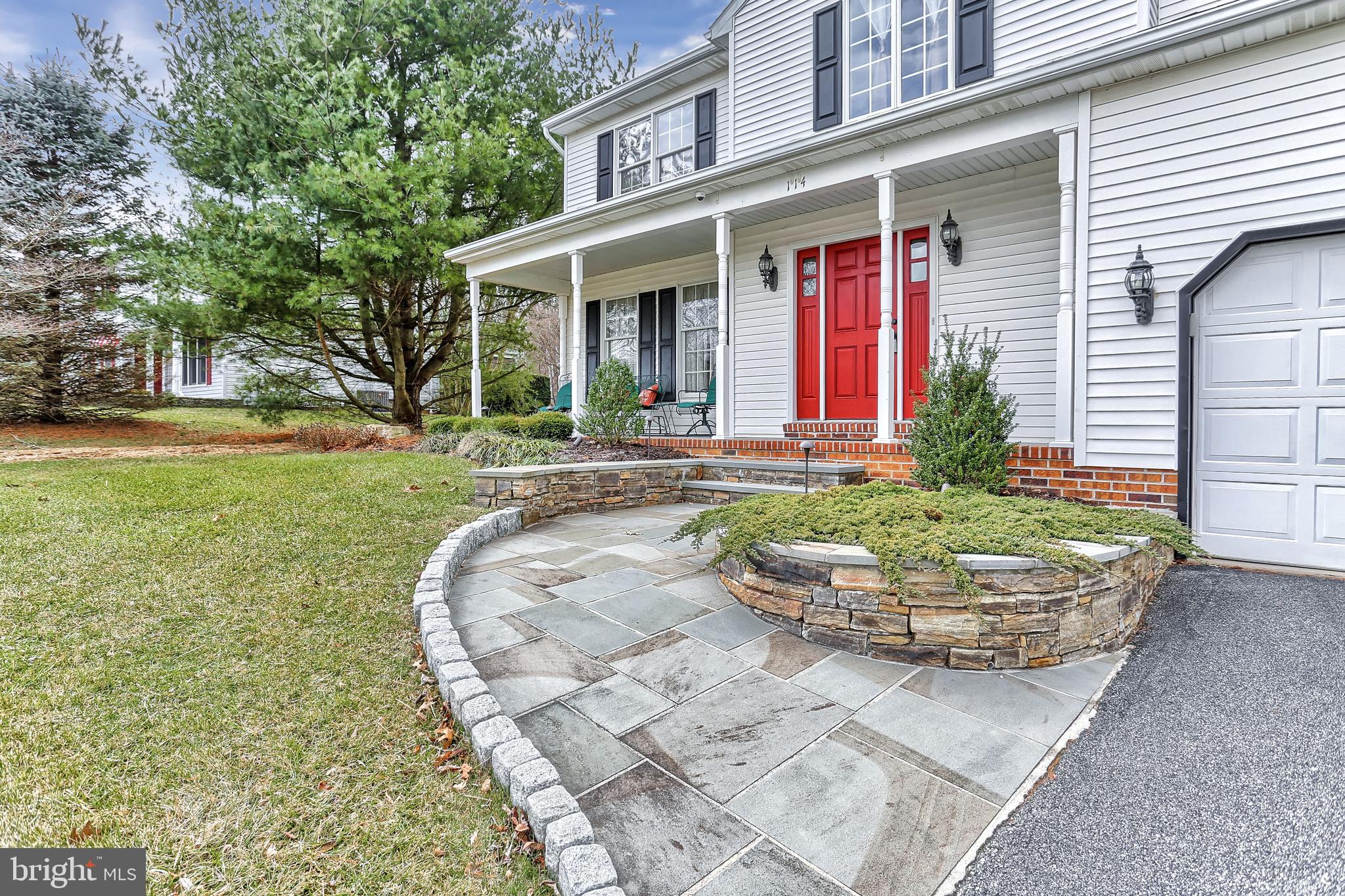 Custom stone walkway and front porch