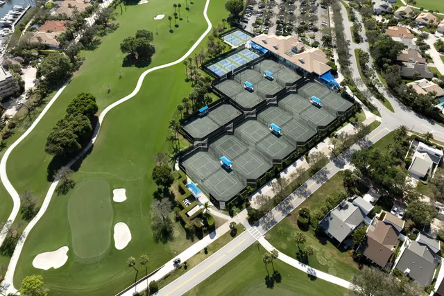 an aerial view of a residential houses with yard