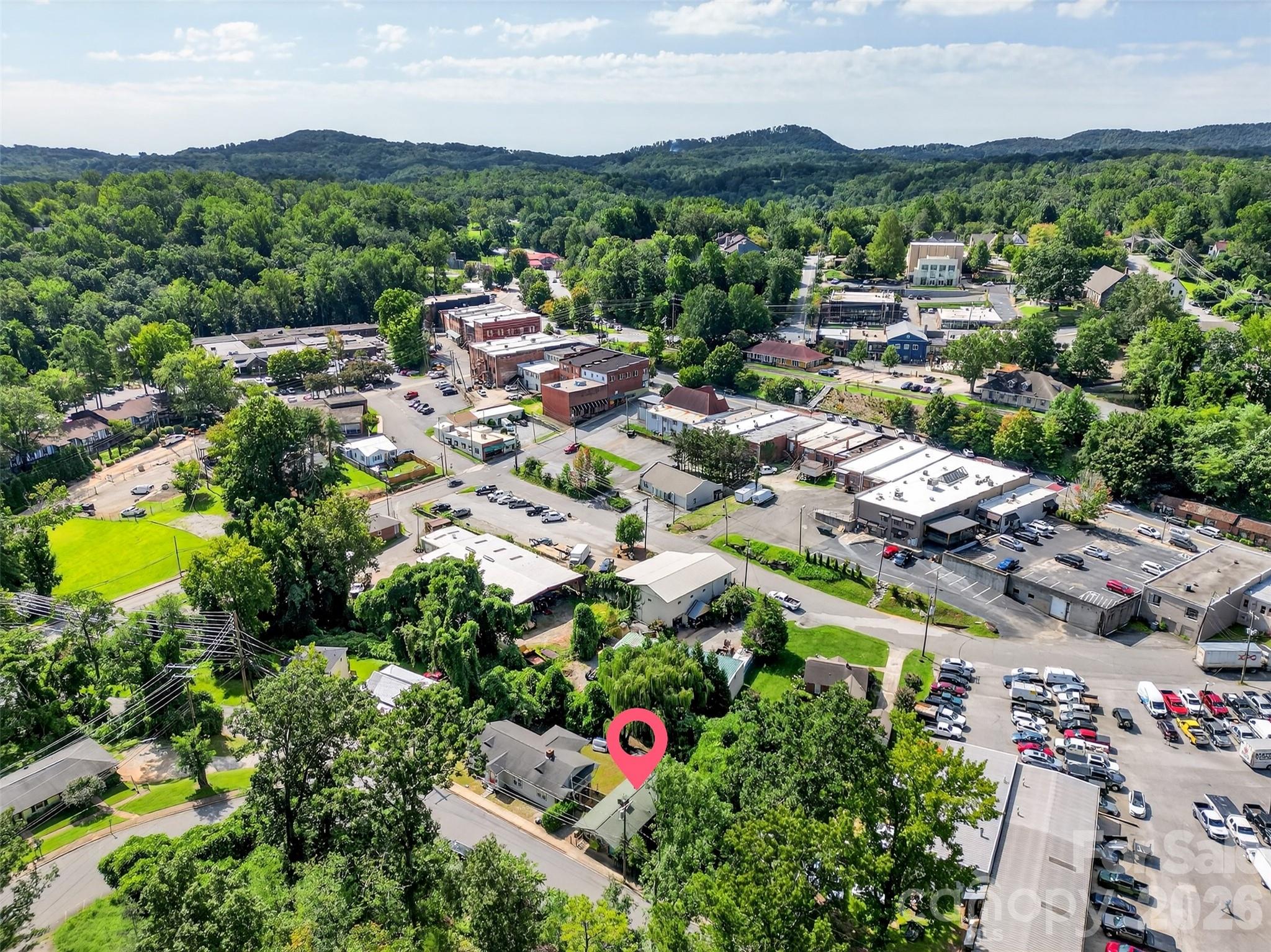160 East Howard Street Tryon, NC 28782 - Photo 47 of 48 an aerial view of residential houses with outdoor space and lots of trees