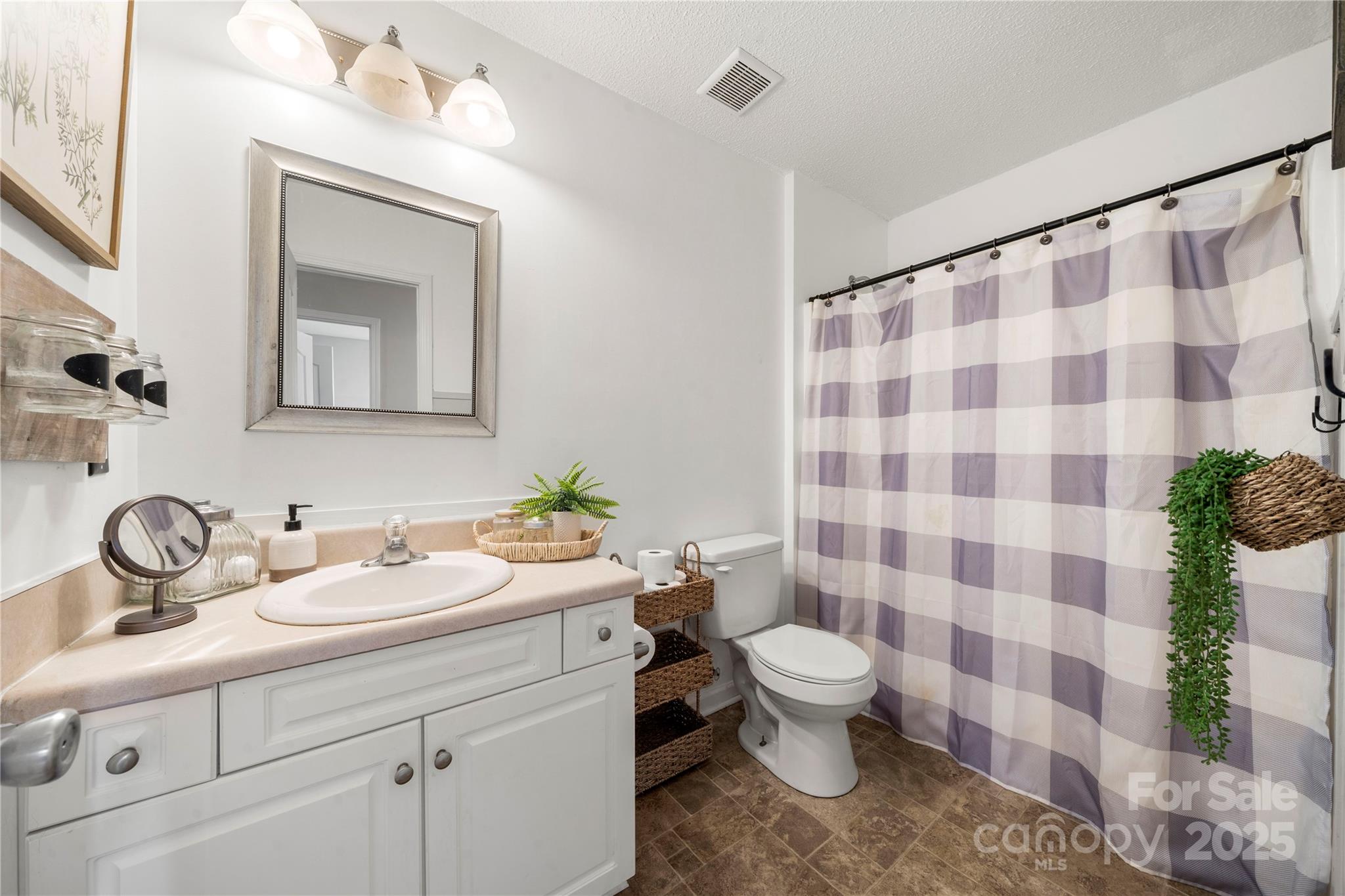 2430 Dr Nichols Road York, SC 29745 - Photo 20 of 26 a bathroom with a sink a toilet a mirror and shower curtain