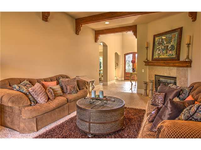 3667 Purer Road Escondido, CA 92029 - Photo 9 of 24 FORMAL LIVING ROOM has CUSTOM CEILING BEAMS and FIREPLACE.