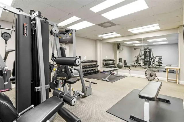 a view of a room with gym equipment