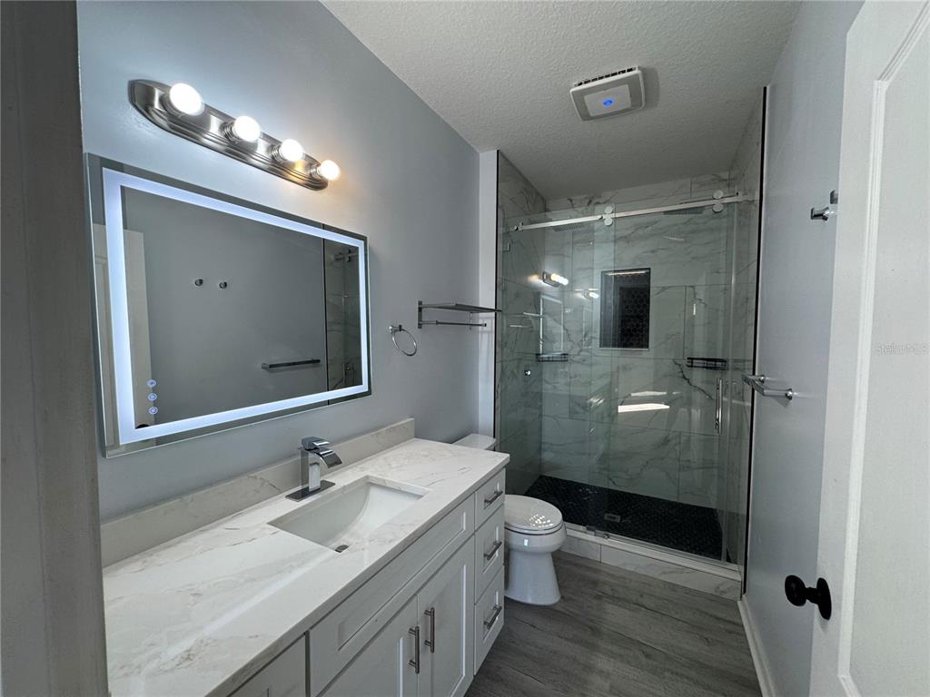 10444 Villa View Circle Tampa, FL 33647 - Photo 20 of 29 a bathroom with a sink vanity granite toilet and a mirror