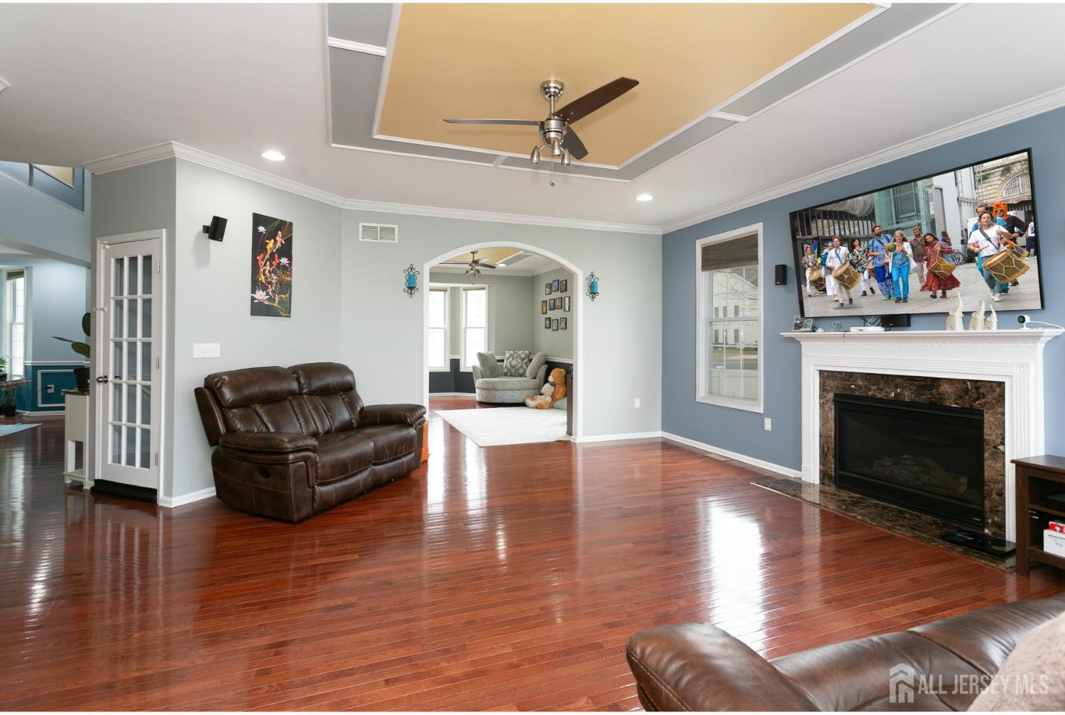 88 Bordentown Crosswicks Road Chesterfield, NJ 08515 - Photo 11 of 47 a living room with furniture and a fireplace