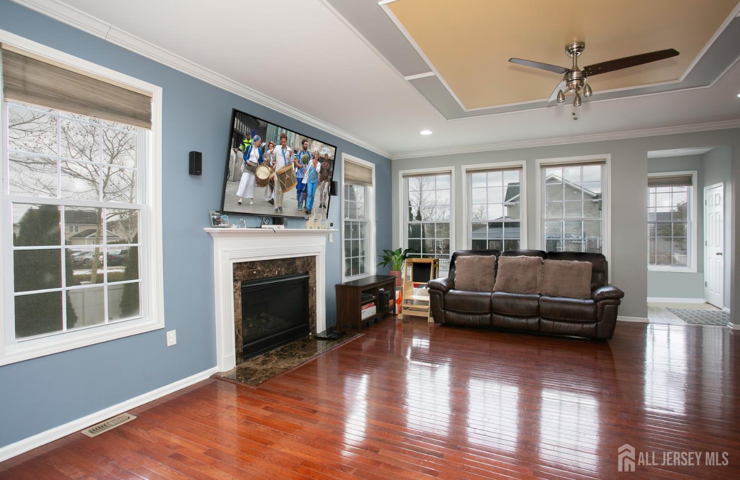 88 Bordentown Crosswicks Road Chesterfield, NJ 08515 - Photo 10 of 47 a living room with furniture window and a fireplace