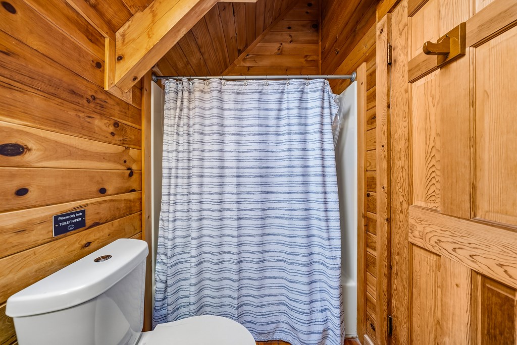2136 Hines Gap Road Warm Springs, GA 31830 - Photo 28 of 63 a bathroom with a toilet and shower curtain