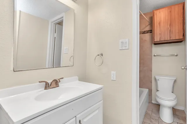 a bathroom with a sink toilet and vanity