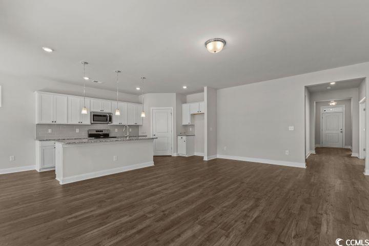 112 Furnies Place Conway, SC 29526 - Photo 5 of 24 Unfurnished living room featuring dark wood finished floors and recessed lighting