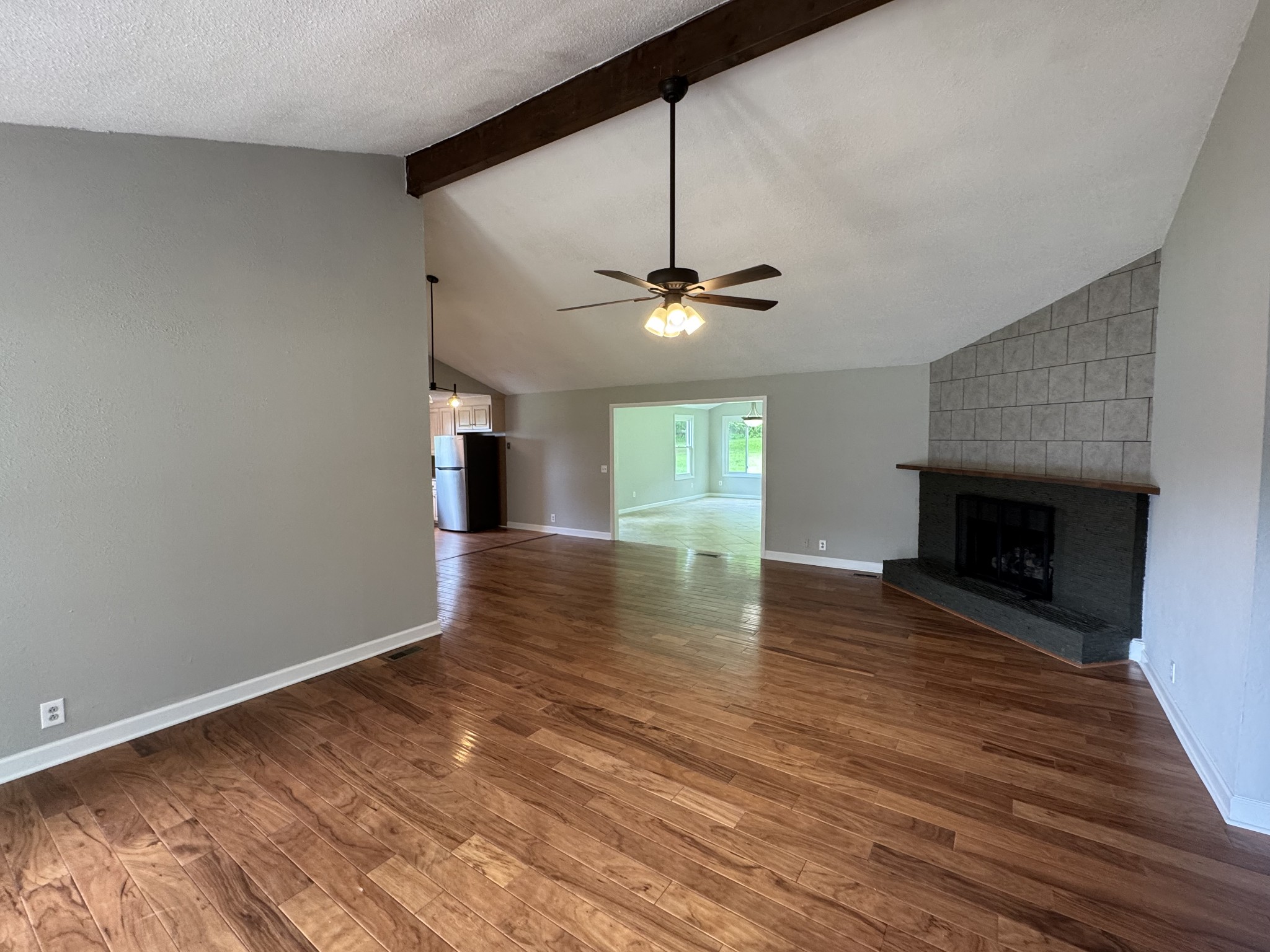 2306 Raspberry Lane Lebanon, TN 37087 - Photo 80 of 100 a view of a livingroom with a fireplace a ceiling fan and wooden floor