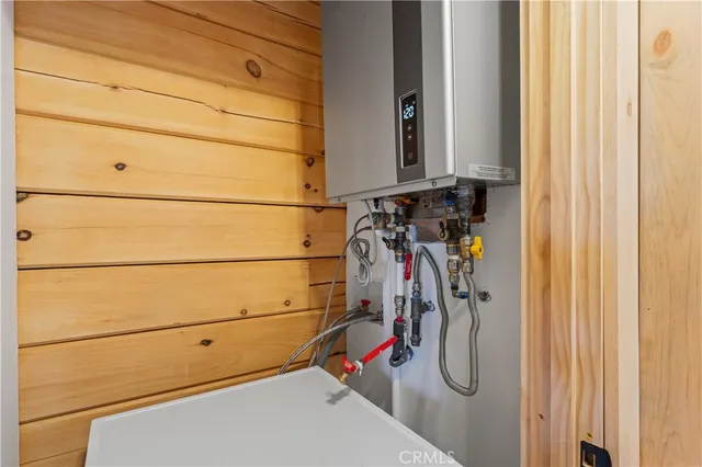 a view of a closet with storage