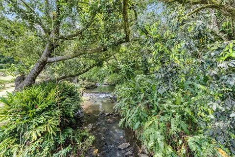 a backyard of a house with lots of green space