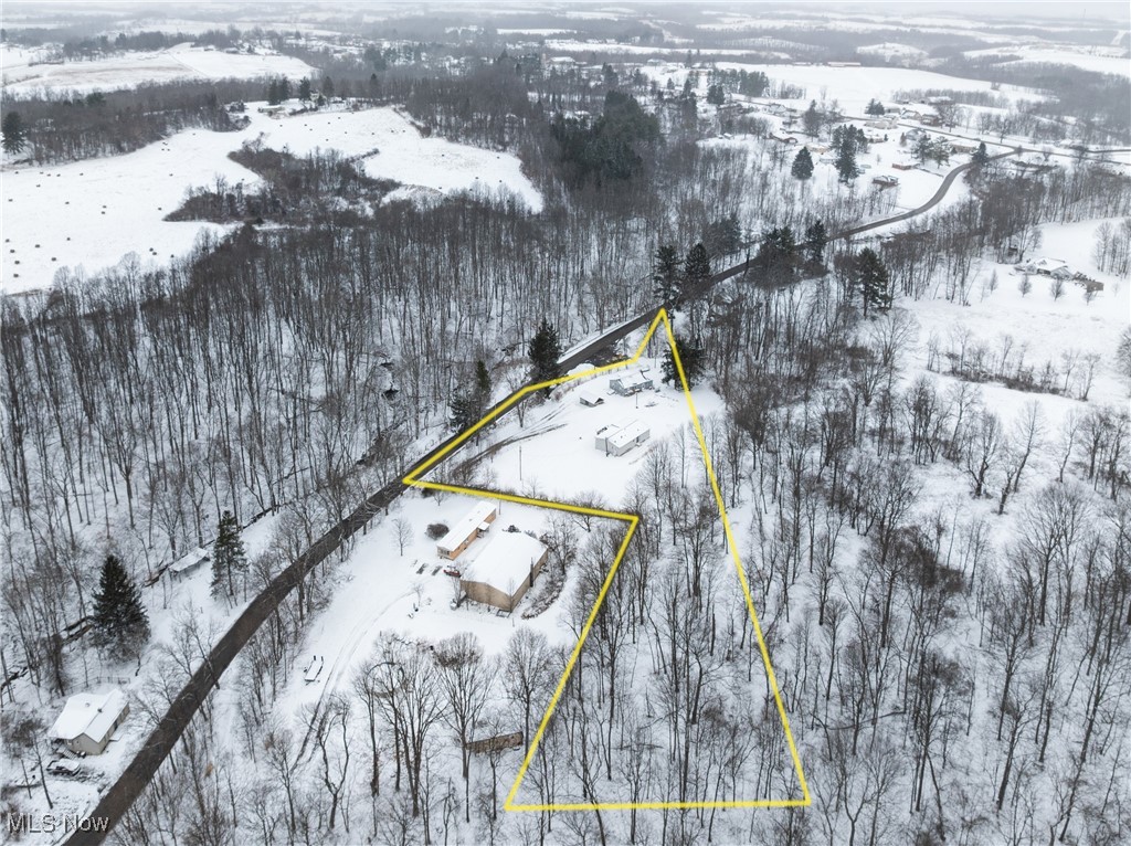 72117 Barton Road Bridgeport, OH 43912 - Photo 40 of 42 Snowy aerial view with property parcel outlined
