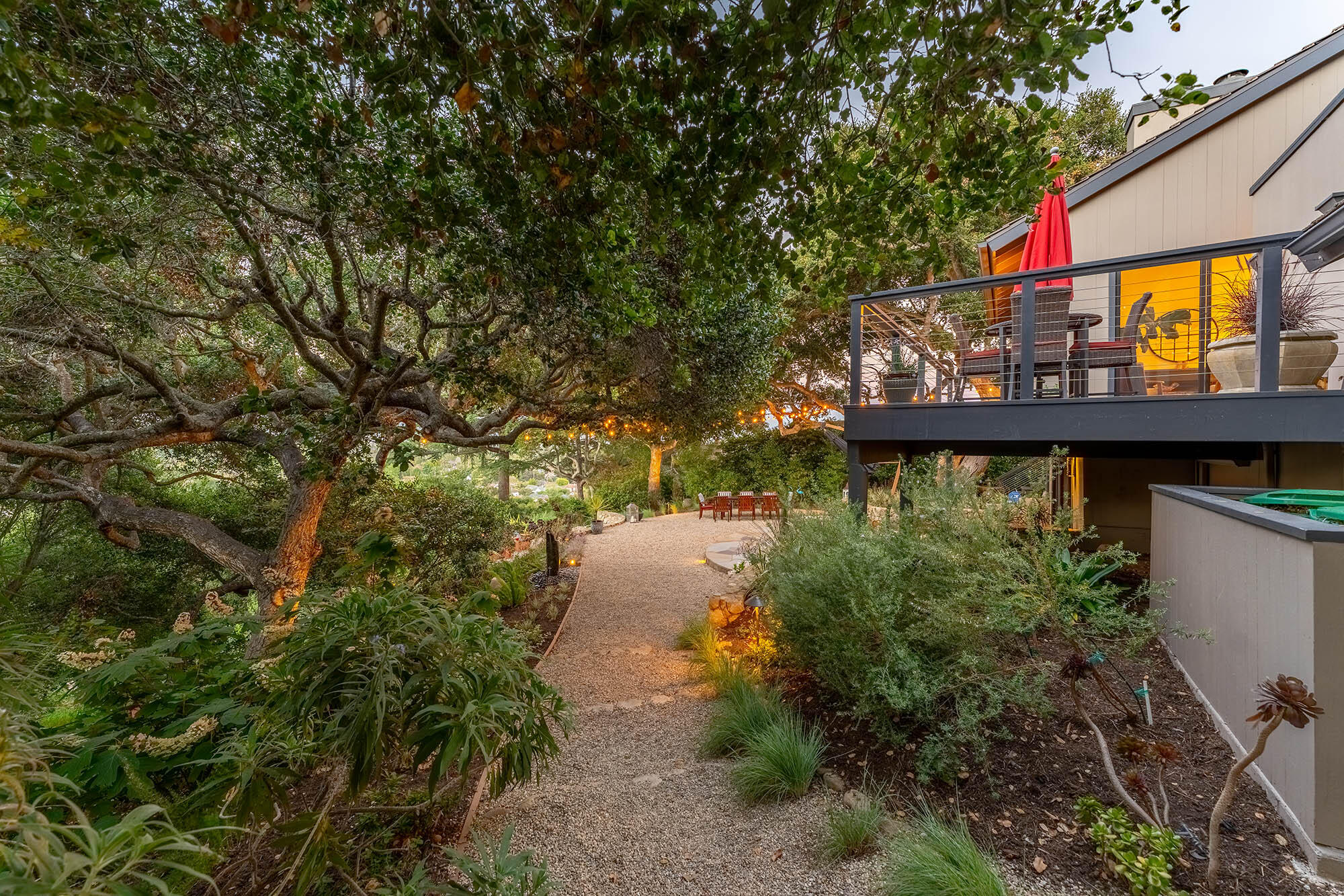 1118 Nirvana Road Santa Barbara, CA 93101 - Photo 60 of 88 60 Twilight side walkways _ROY7718-HDR