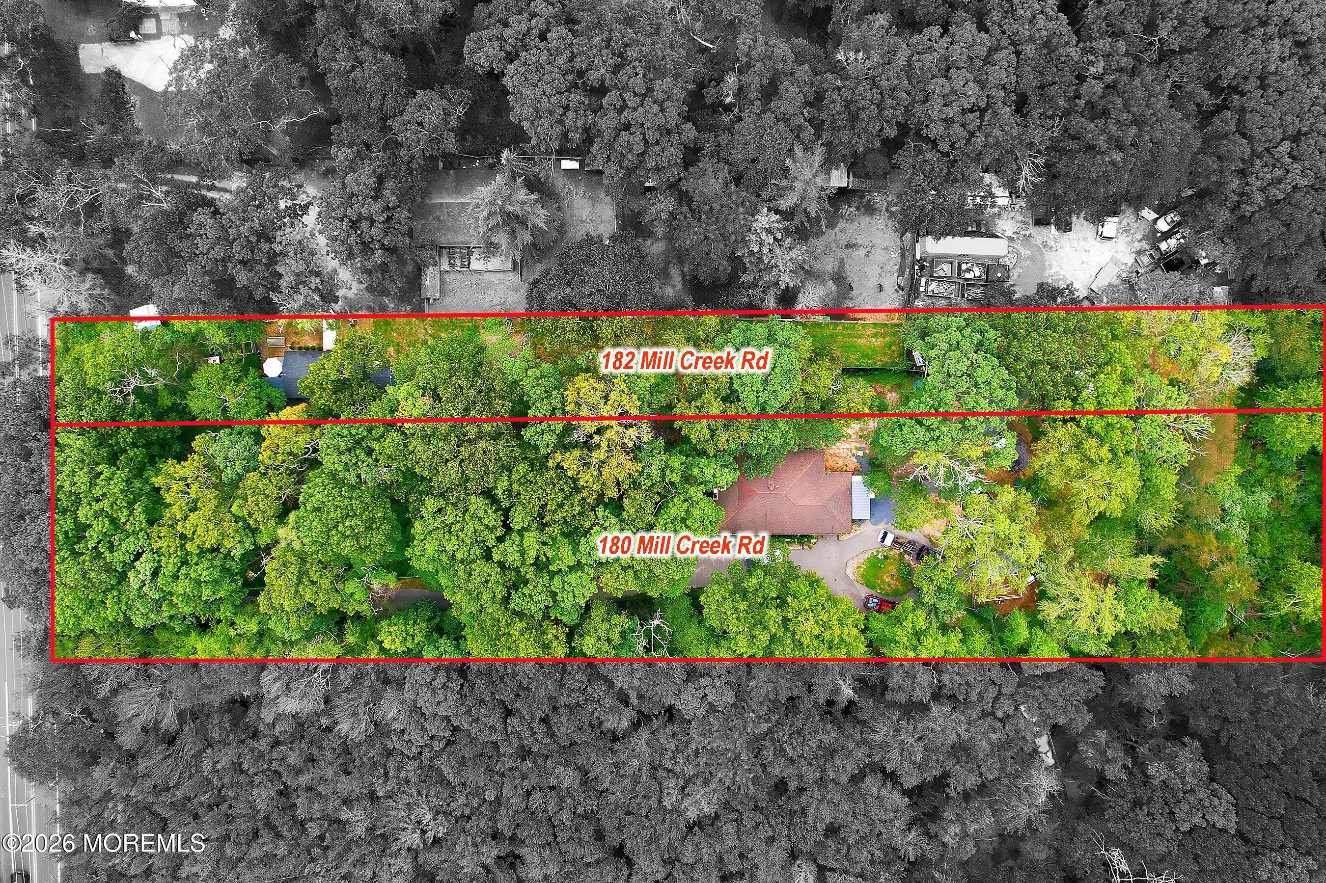 182 Mill Creek Road Bayville, NJ 08721 - Photo 1 of 10 01-180 and 182 Overhead black and white