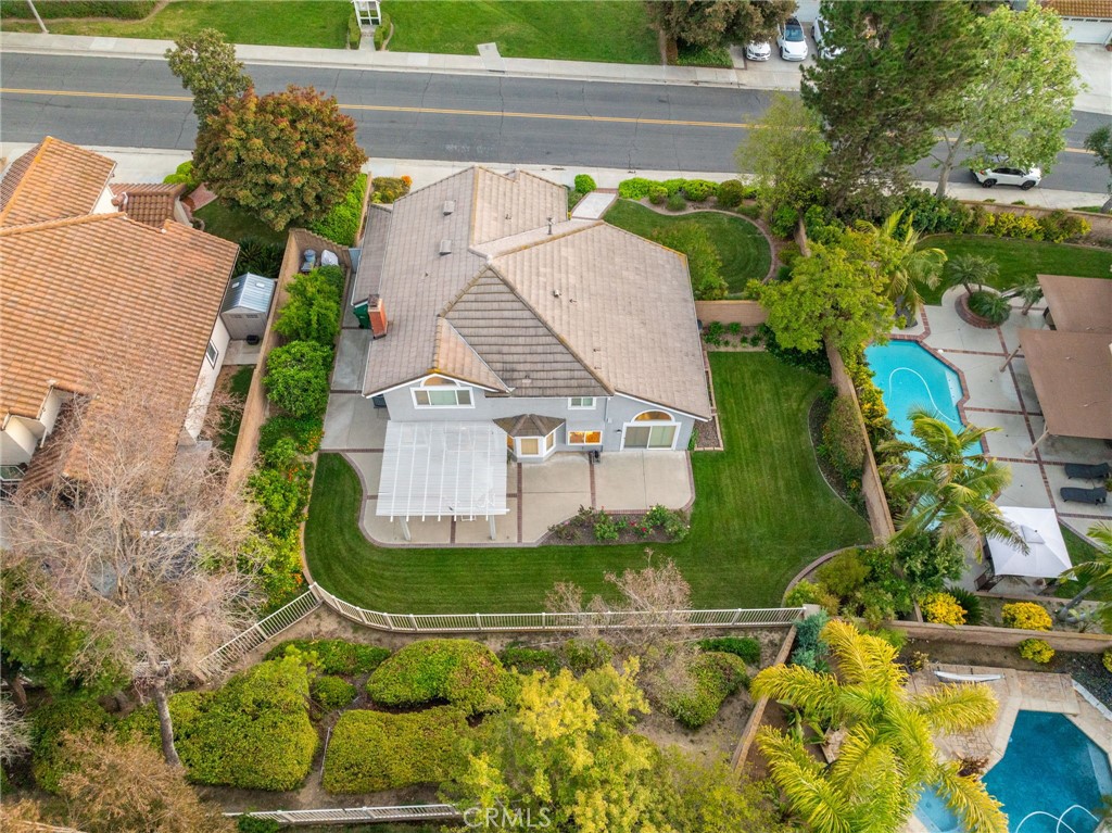 855 Ave Bernardo San Dimas, CA 91773 - Photo 47 of 65 an aerial view of a house with a yard and a large pool