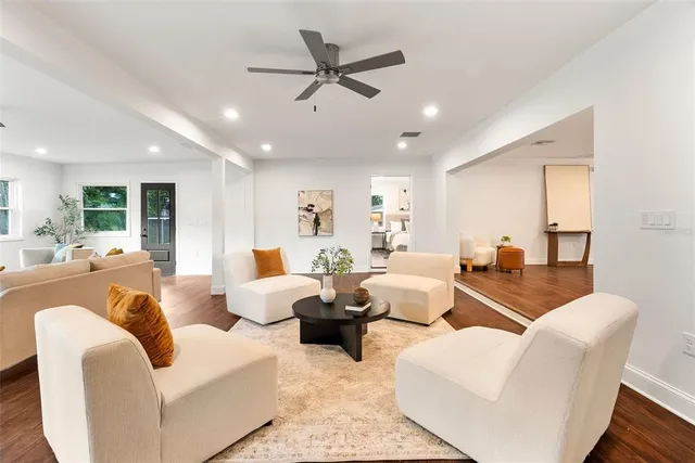 a living room with furniture