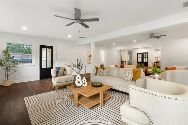 a living room with furniture