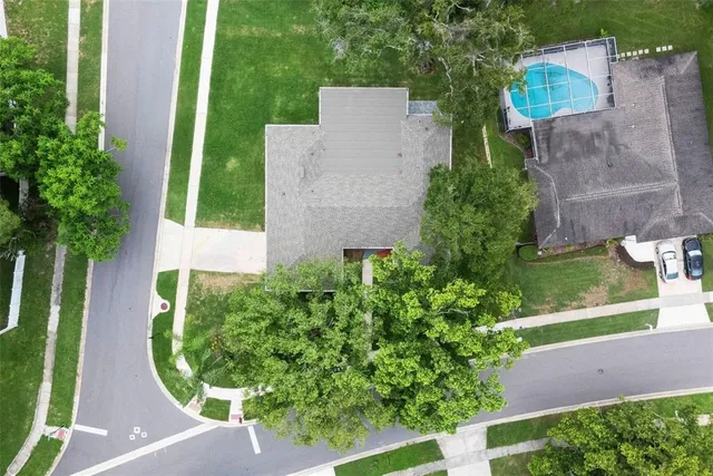 an aerial view of a house