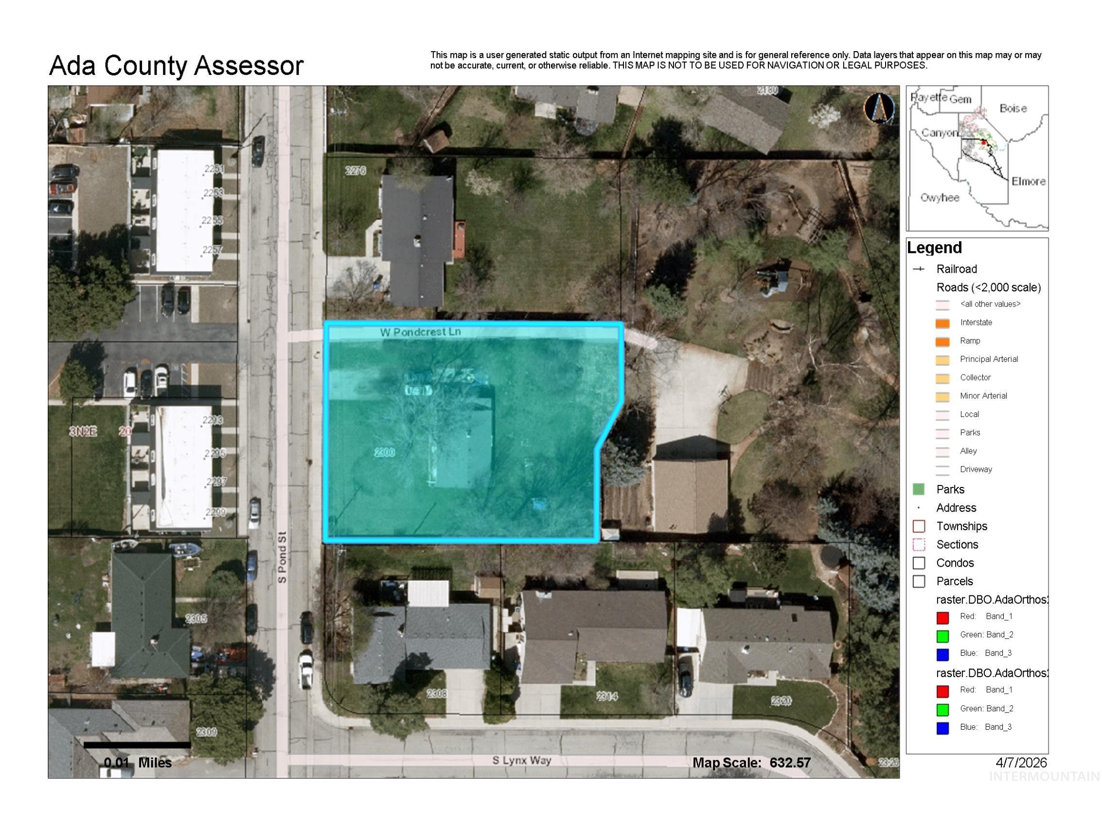 2300 South Pond Street Boise, ID 83705 - Photo 2 of 2 Map of property location with property boundaries highlighted