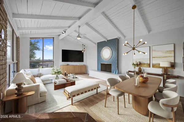 a view of workspace with wooden floor